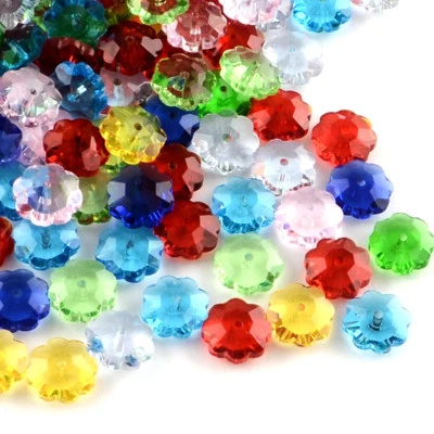 50pcs Colorful Transparent Glass Flower Beads Faceted Marguerite Bead 9.5~10mm - Image 1 of 2
