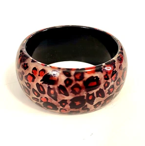 Vintage rot & schwarz Tiermotiv klar Plexiglas Kunststoff breit schwarz Armreif Armband - Bild 1 von 9