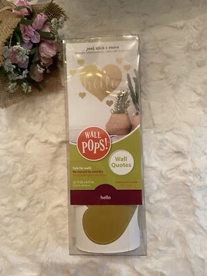 Настенные палочки Wall Pops Wall Quates HELLO безопасные для перемещения стен 2 17,25 дюйма x 9,75 дюйма - Изображение 1 из 2
