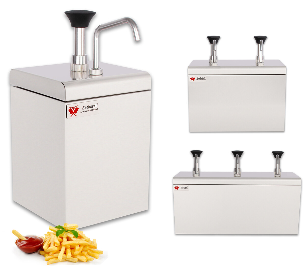 Kaichenyt Soßenspender Aus Edelstahl – 3x 4 L, Pumpspender Für Ketchup, Senf & Sojasauce, 304er Stahl