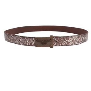 DOLCE & GABBANA DG Logo Plate Metal Buckle Leather Belt Brown 95 38 - Picture 1 of 4