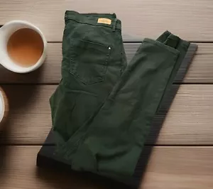 Zara Trafaluc Dark Green Chino Pants-Casual-Workwear-Comfy-Size US 12 AU 16 - Picture 1 of 17
