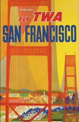 Fly TWA,旧金山 | David Klein | 1958 年加州复古旅行海报印刷品 — 第 1/4 张图片
