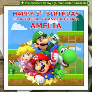 SUPER MARIO BIRTHDAY CARD personalised AGE RELATIONSHIP NAME - Picture 1 of 4