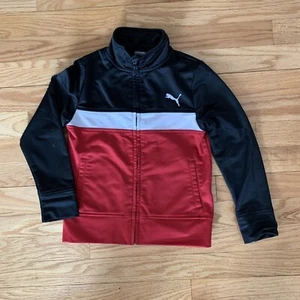 PUMA Red Black White Color Block Kid's Youth Size 5 Zip Up Track Jacket - Picture 1 of 6