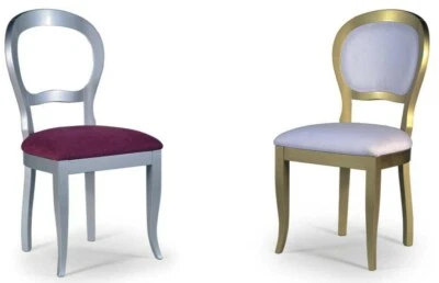 SEDIA IN LEGNO MASSELLO IMBOTTITA E RIVESTITA CON TESSUTI ECO PELLE LUSSO 169 - Immagine 1 di 4