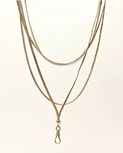 ANTIK • Viktorianische 10k Gelbgold schlüpfige Schlange Langgarde Kette Halskette - Bild 1 von 4