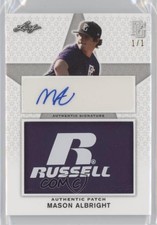 2020 Leaf Perfect Game National Showcase White 1/1 Mason Albright Patch Auto nd3