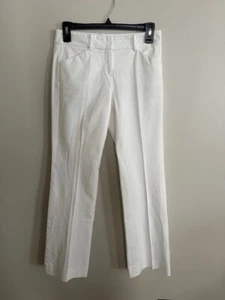 Theory White Cotton Blend Flat Front Pockets a Bit Flared Leg Pants $455 Sz 00 - Picture 1 of 9