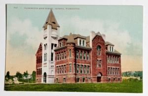 Washington High School Postkarte ca. 1910 Olympia WA Straßenansicht Architektur UNP - Bild 1 von 2