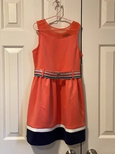 sequin hearts girls orange sleeveless belted dress size 12 NWT - Picture 1 of 6