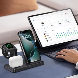 3in1 Wireless Charger Schnell Ladestation für Apple Watch Ultra 2 iPhone 15 16 - Picture 1 of 18