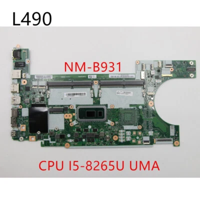 NM-B931 For Lenovo ThinkPad L490/L590 Laptop Motherboard CPU I5-8265 FRU 02DM284 - Image 1 of 3