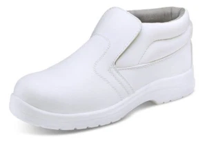 Herren Weiß Arbeitsstiefel Schuh Slipper Lebensmittel Anti Rutsch Sicherheit Wasserabweisend Hygiene - Bild 1 von 2