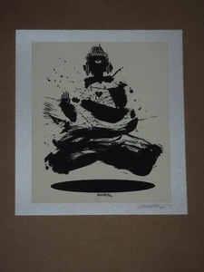 Emek Buddha Zen piccola serigrafia volantino mini firmato arte occhi luminosi - Foto 1 di 3