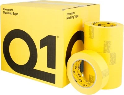 Q1 - 1-1/2 inch Premium Automotive Yellow Masking Tape - Case of 24 Rolls Foto 1 de 4