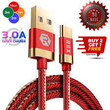 HeavyDuty USB Type C Charging Cable Braided Fast Phone Charger Long Lead 2m 3m