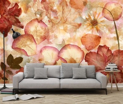 Mural Papel Pintado Flores Secas 3,66m x 2,54m Dormitorio y Salón No Tejido Foto 1 de 4