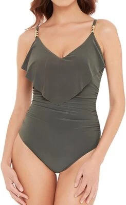 Traje de baño de una pieza con aros Isabel sólido militar Magicsuit, EE. UU. 12, Reino Unido 14 Foto 1 de 4