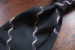 * POLO RALPH LAUREN * Abstract Stripe Black Handmade Silk Tie EUC 3.5" - Picture 1 of 9