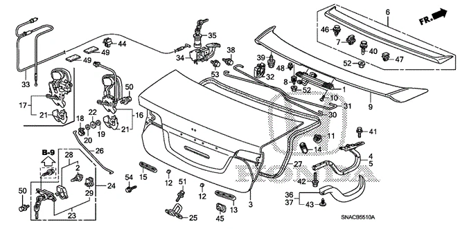 Juego de alerones originales maletero *YR577P* (Redline Orange Pearl) 71705-SNX-A01ZR Foto 1 de 1