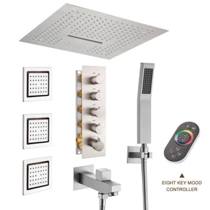 Luxus LED Musik 4 Strahlmuster Thermostat 16 Zoll Deckenhalterung Rain Dual in - Bild 1 von 11