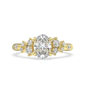 18K Yellow Gold IGI Certified Lab Grown Diamond Wedding Ring 1.30 CT Oval Cut - Picture 1 of 12