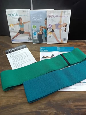 盖姆瑜伽三张DVD带2件髋部乐队套装初学者和有氧燃烧练习 — 第 1/3 张图片