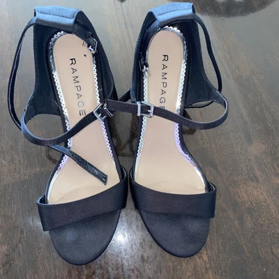 Zapatos Rampage Block Brillo Tacón Ram-Nitsie Negro Satinado Talla 10 Foto 1 de 3