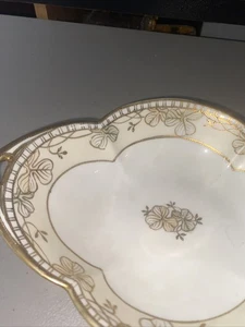 Antique Hand Painted Nippon Morimura Gilded Porcelain Flower Shaped Bowl - Picture 1 of 3