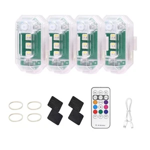 4pcs Flashing Warning Lights 8 Colors RGB Rechargeable Wireless LED Strobe Light - Picture 1 of 15