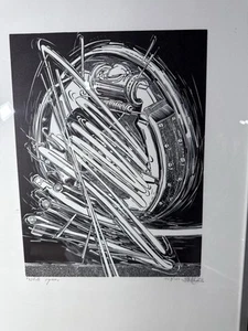 Vintage Emiel Hoorne Belgian Wood Cut Lithograph Hand Signed White Span 129/250 - Picture 1 of 17
