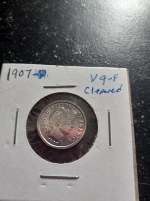 1907 S Barber Silver Quarter 25C - Cleaned - Image 1 of 2