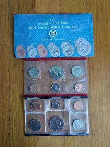 NEW 1991 United States Mint Uncirculated D & P Coin Set US w/ Envelope - Picture 1 of 2