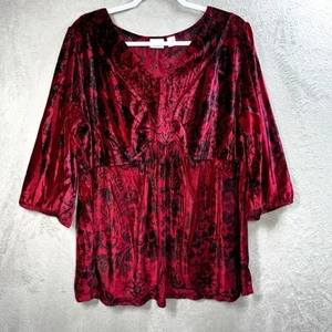 Cato Red Velvet Babydoll Top Goth Witchy Whimsigoth Dark Fairy Plus Sz 22/24W - Picture 1 of 8