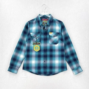 DIXXON The Shelf Flannel Shirt Womens Medium Blue White Plaid Pearl Snap NEW - Picture 1 of 12