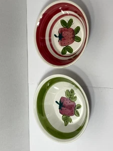 Vintage Eisen Stein handbemalt Blumen Schalen 2 Stück, Japan, gebraucht - Bild 1 von 11