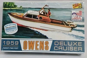2016 LINDBERG #222 1/25 1959 Owens fuoribordo Deluxe Cruiser barca model kit nuovo - Foto 1 di 13