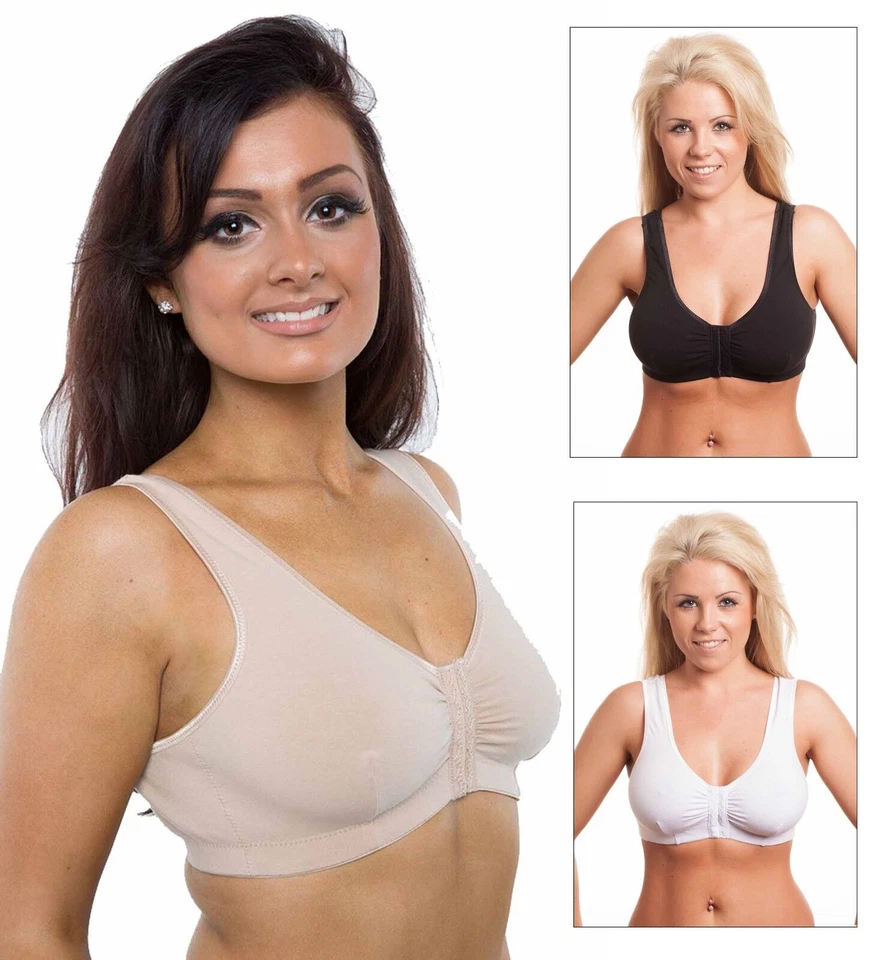 GEMM New Ladies Cotton Rich Front Fastening No Wires No Pads Comfort Bra