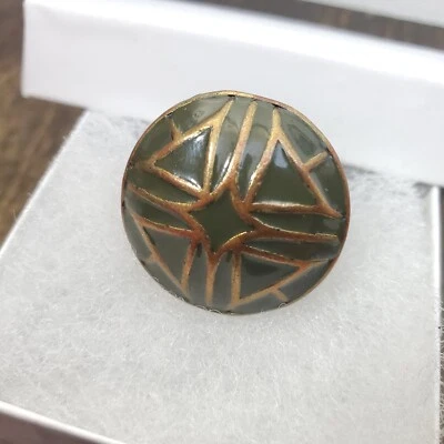 Anillo Disfraz Zelda Grueso Geométrico Declaración Tono Bronce Jade Verde Juegos con disfraces Foto 1 de 4