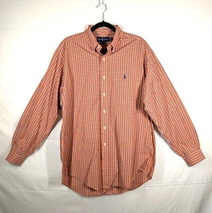 Ralph Lauren Hemd 100 % Baumwolle Preppy Navy Pony Orange Kariert Herren Größe Large - Bild 1 von 7