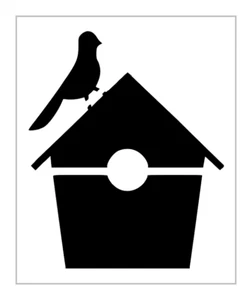 Plantilla para casa pájaro percha hogar silueta simple 8"" x 10"" hoja reutilizable S1230 - Imagen 1 de 2