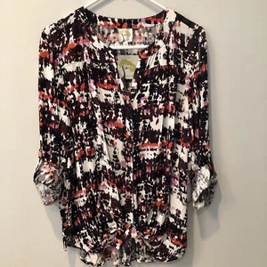 Figur und Blume Anthropologie Bauernbluse Boho TOP Übergröße 2X und 100 % Rayon - Bild 1 von 5