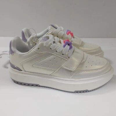 Justice Bead Low Court Pearl White Sneaker Shoes Girls Size 1 Lace Up - Image 1 of 4