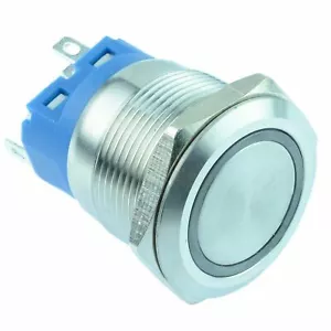 Red LED On-On Latching 22mm Vandal Resistant Push Switch NO/NC - Foto 1 di 1