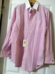 DANIEL CREMIEUX MENS NEW PINK 100%COTTON DRESS SHIRT FRENCH CUFFS SIZE: 16/33 - Picture 1 of 7