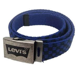 Levis Youth Woven Belt One Size Adjustable Black Blue Checkered Punk Rock Skater - Picture 1 of 5