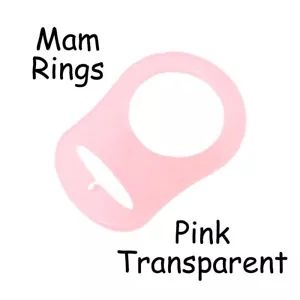 1 MAM Ring Button Style Dummy Pacifier Clip Adapter - Pink Transparent Silicone - Picture 1 of 5