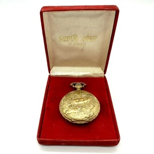 Vintage Working North Star Pocket Watch in original Box Hunting Scene Nature - Picture 1 of 9