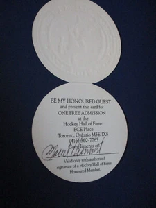 Pase de admisión al Salón de la Fama de Hockey firmado por Marcel Pronovost hojas de alas rojas - Imagen 1 de 3